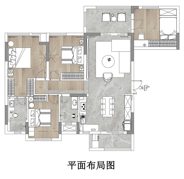 成都大晶裝飾公司120㎡輕奢風四居室裝修案例效果圖 在清亮的空間里，獨享溫馨與安定