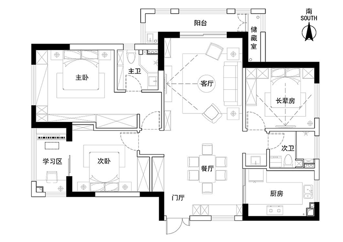 成都裝飾公司大晶裝飾現(xiàn)代三居室裝修效果圖 線條流暢 簡潔利落5